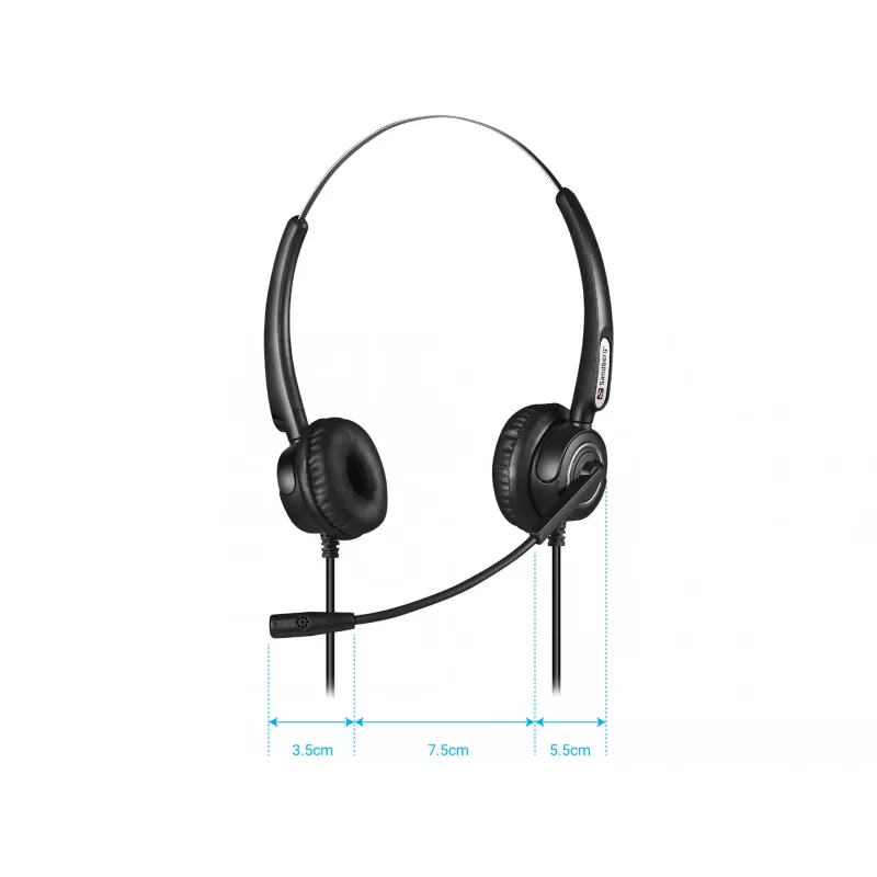 Sandberg USB Office Headset Pro Stereo, laidinis, biurui/skambučių centrui, 20 - 20000 Hz, 115 g, ausinės, juoda
