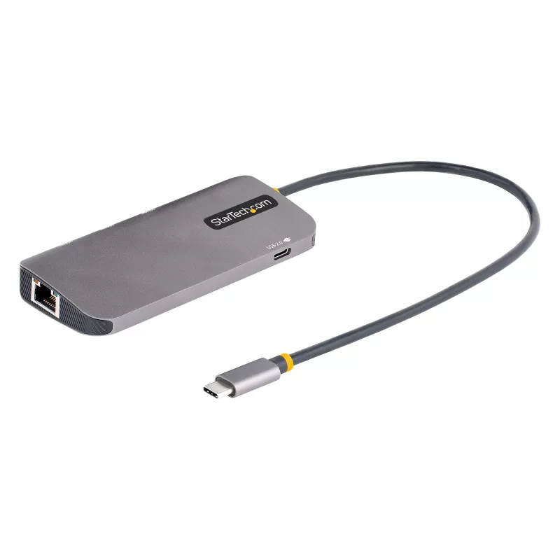 StarTech.com USB C kelių prievadų adapteris, 4K 60Hz HDMI vaizdo, 3 prievadų 5Gbps USB šakotuvas, 100W Power Delivery perdavimas, GbE, 12 colių/30 cm kabelis, Mini kelioninis dokas, nešiojamojo kompiuterio dokavimo stotelė