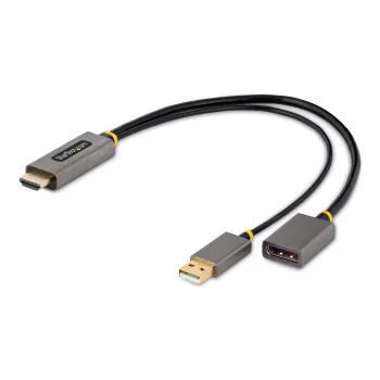 StarTech.com 30 cm HDMI į DisplayPort adapterio kabelis, aktyvus 4K 60Hz HDMI 2.0 į DP 1.2 keitiklis, HDR, maitinamas per USB magistralę, HDMI šaltinis į DisplayPort monitorių nešiojamiesiems / stacionariems kompiuteriams