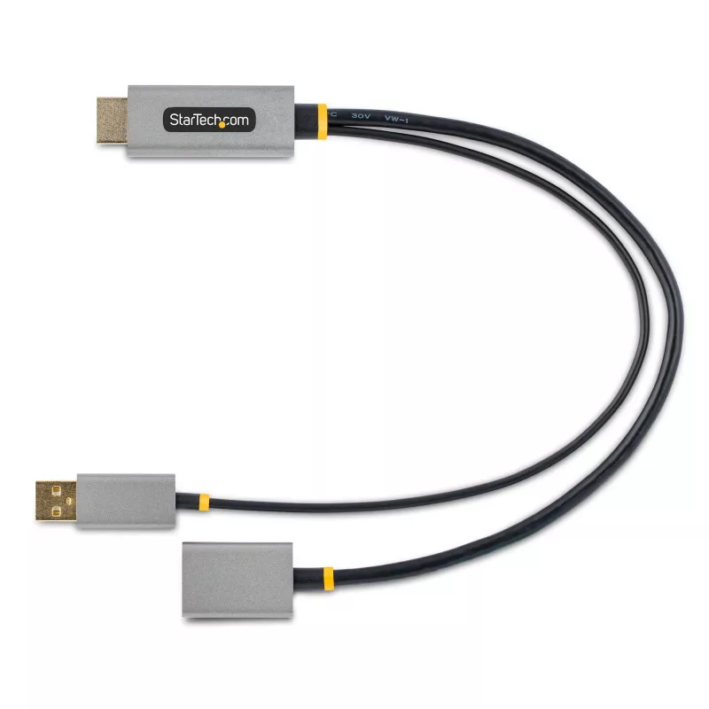 StarTech.com 30 cm HDMI į DisplayPort adapterio kabelis, aktyvus 4K 60Hz HDMI 2.0 į DP 1.2 keitiklis, HDR, maitinamas per USB magistralę, HDMI šaltinis į DisplayPort monitorių nešiojamiesiems / stacionariems kompiuteriams