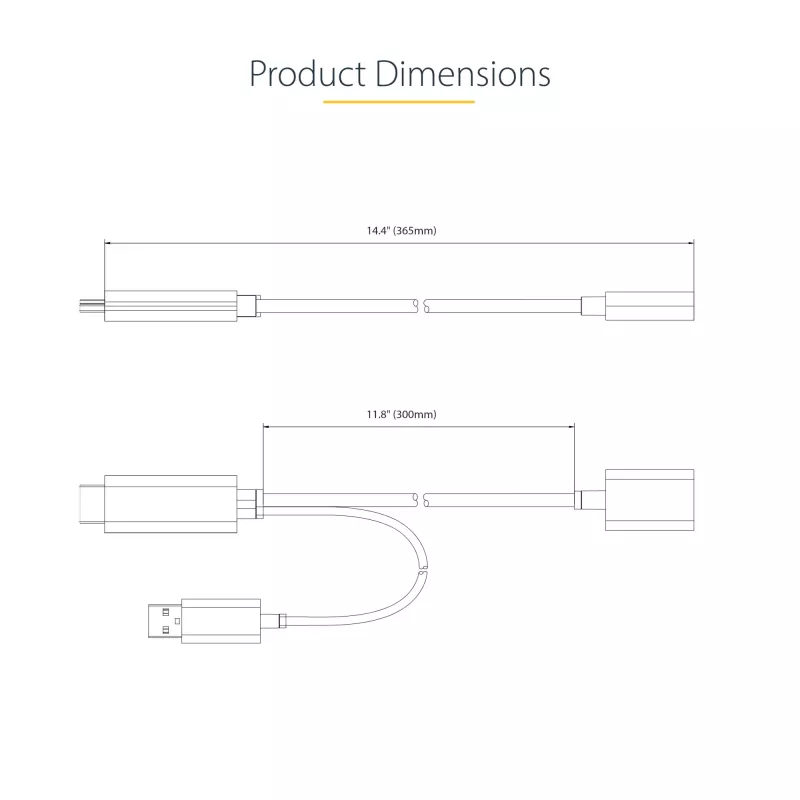 StarTech.com 30 cm HDMI į DisplayPort adapterio kabelis, aktyvus 4K 60Hz HDMI 2.0 į DP 1.2 keitiklis, HDR, maitinamas per USB magistralę, HDMI šaltinis į DisplayPort monitorių nešiojamiesiems / stacionariems kompiuteriams