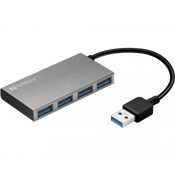 „Sandberg“ USB 3.0 kišeninis šakotuvas, 4 prievadai, USB 3.2 Gen 1 (3.1 Gen 1) Type-A, USB 3.2 Gen 1 (3.1 Gen 1) Type-A, 5000 Mbit/s, balta, aliuminis, RoHS