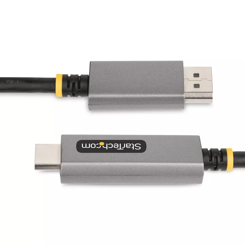 StarTech.com 6 pėdų (2 m) DisplayPort į HDMI adapterio kabelis, 8K 60Hz, 4K 144Hz, HDR10, DP 1.4 į HDMI 2.1 aktyvus vaizdo keitiklis, DisplayPort staliniam kompiuteriui į HDMI monitorių, M/M - DisplayPort į HDMI laidas