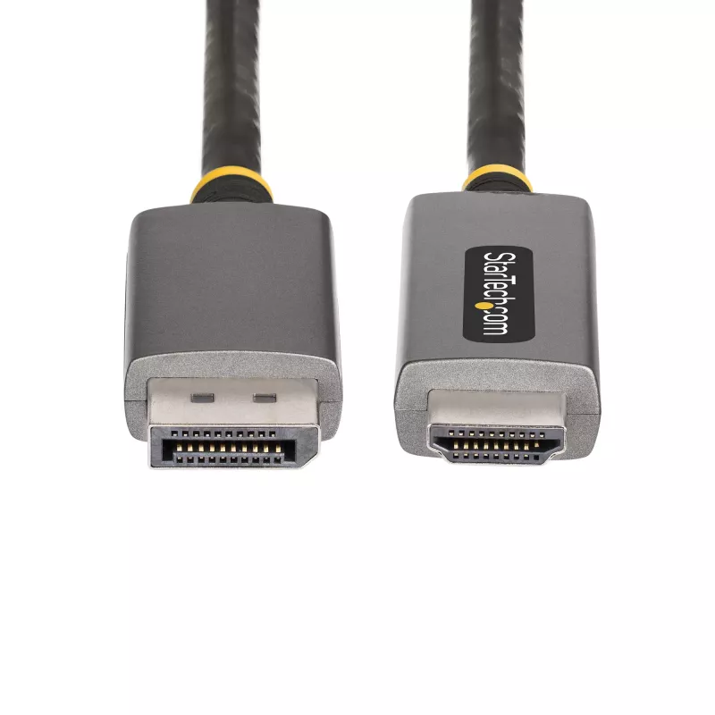 StarTech.com 6 pėdų (2 m) DisplayPort į HDMI adapterio kabelis, 8K 60Hz, 4K 144Hz, HDR10, DP 1.4 į HDMI 2.1 aktyvus vaizdo keitiklis, DisplayPort staliniam kompiuteriui į HDMI monitorių, M/M - DisplayPort į HDMI laidas
