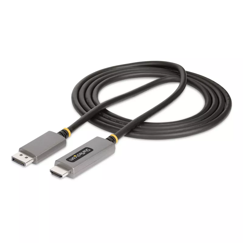 StarTech.com 6 pėdų (2 m) DisplayPort į HDMI adapterio kabelis, 8K 60Hz, 4K 144Hz, HDR10, DP 1.4 į HDMI 2.1 aktyvus vaizdo keitiklis, DisplayPort staliniam kompiuteriui į HDMI monitorių, M/M - DisplayPort į HDMI laidas