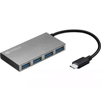 “Sandberg” USB-C į 4 x USB 3.0 Kišeninis šakotuvas, USB 3.2 Gen 1 (3.1 Gen 1) Type-C, USB 3.2 Gen 1 (3.1 Gen 1) Type-A, Baltas, Aliuminis, RoHS, Windows 10, Windows 7, Windows 8