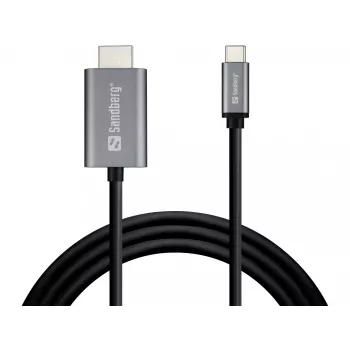 Sandberg USB-C į HDMI kabelis 2 m, 2 m, USB Type-C, HDMI, vyriškas, vyriškas, tiesus