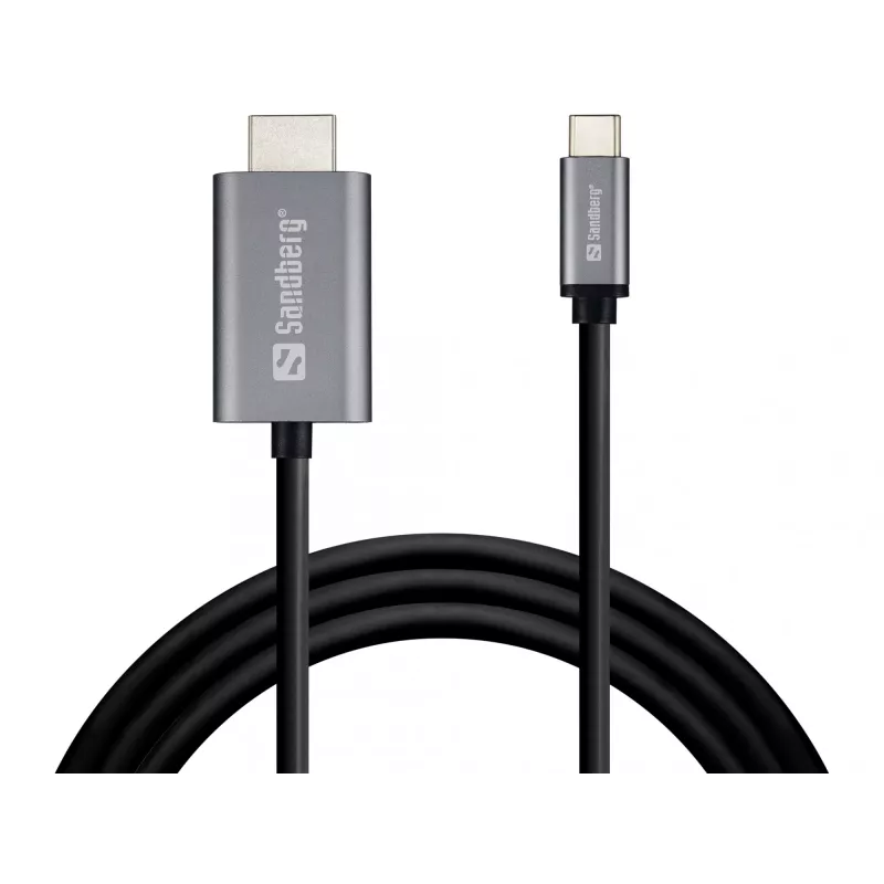 Sandberg USB-C į HDMI kabelis 2 m, 2 m, USB Type-C, HDMI, vyriškas, vyriškas, tiesus