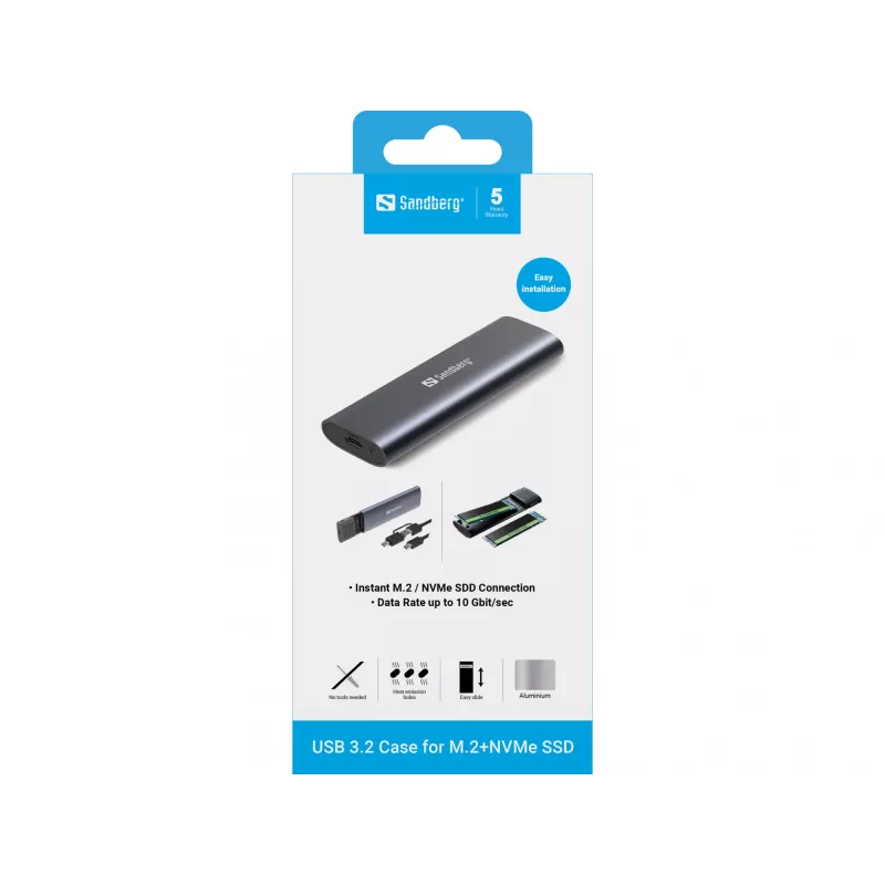 Sandberg USB 3.2 dėklas M.2+NVMe SSD