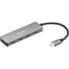 Sandberg USB-C į 4 USB-C šakotuvas, USB 3.2 Gen 1 (3.1 Gen 1) Type-C, USB 3.2 Gen 1 (3.1 Gen 1) Type-C, 10000 Mbit/s, Pilka, Aliuminis, 0,15 m