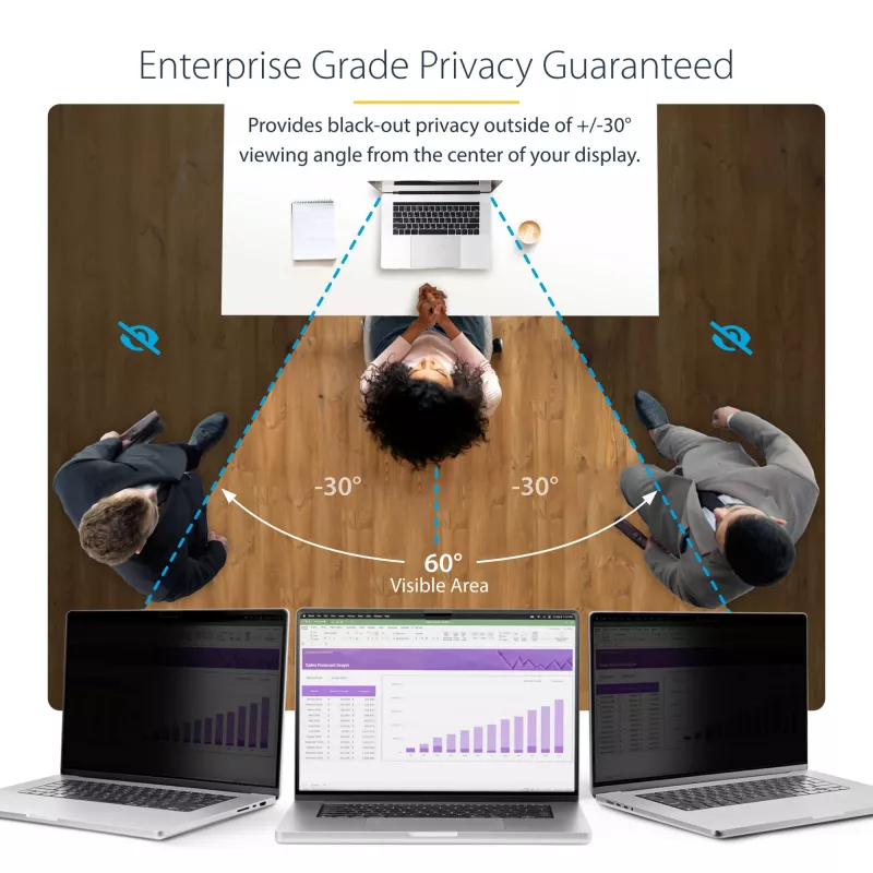 StarTech.com 13 colių MacBook Air M2/M3 nešiojamojo kompiuterio privatumo ekranas, nuimamas ir apverčiamas anti-blizgesio privatumo filtras, magnetinis nešiojamojo kompiuterio ekrano apsauga su 51 % mėlynos šviesos mažinimu