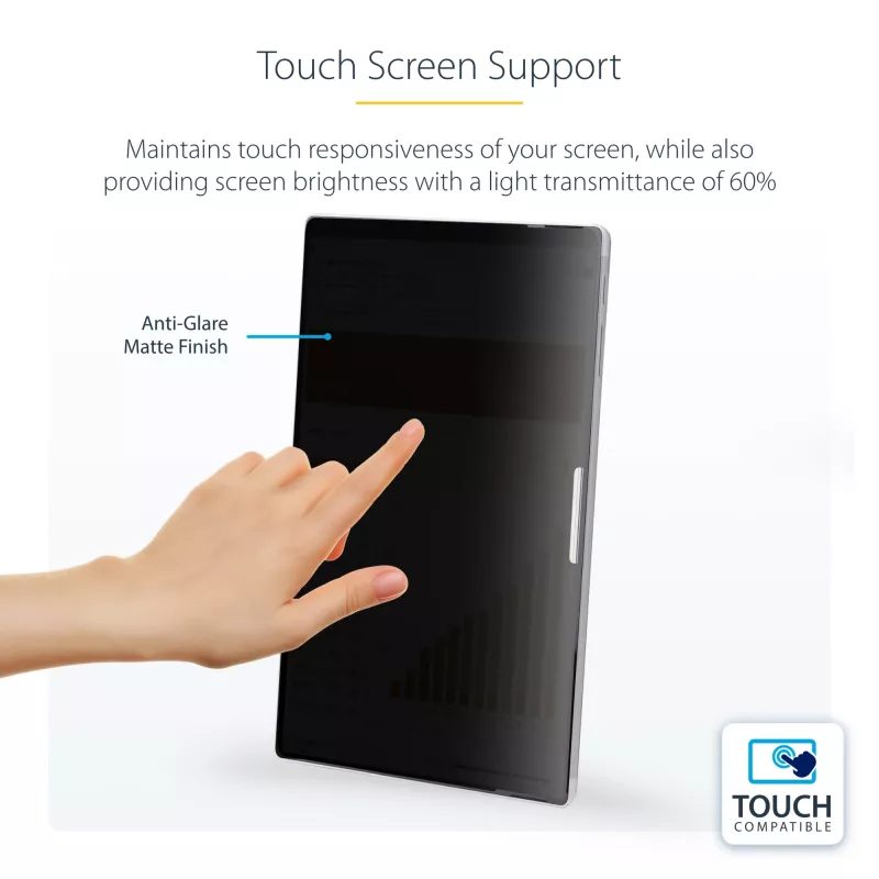 StarTech.com 4 krypčių privatumo ekranas 13 colių Surface Pro 8/9/X nešiojamajam kompiuteriui, vertikalios/gulsčios orientacijos, palaiko lietimą, +/- 30° matymo kampas, blokuoja iki 51 % mėlynos šviesos, anti-atspindžio danga