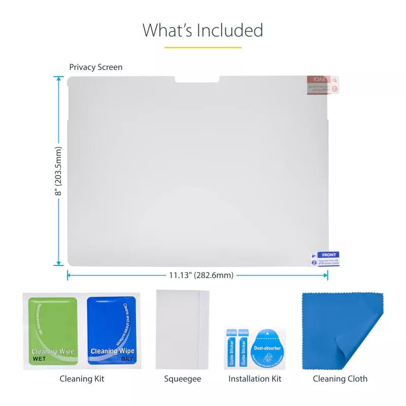 StarTech.com 4 krypčių privatumo ekranas 13 colių Surface Pro 8/9/X nešiojamajam kompiuteriui, vertikalios/gulsčios orientacijos, palaiko lietimą, +/- 30° matymo kampas, blokuoja iki 51 % mėlynos šviesos, anti-atspindžio danga