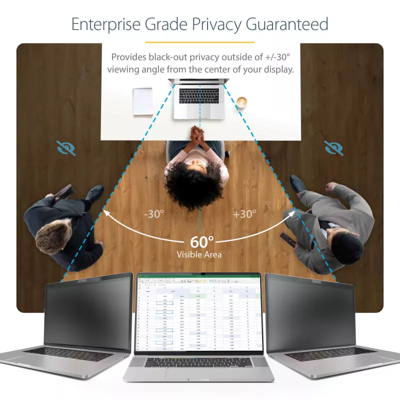 StarTech.com 14 colių MacBook Pro 21/23 nešiojamojo kompiuterio privatumo ekranas, akinimą mažinantis privatumo filtras su 51 % mėlynos šviesos mažinimu, monitoriaus ekrano apsauga su +/- 30° žiūrėjimo kampu, grįžtamos matinės/blizgios pusės