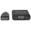 Manhattan HDMI į VGA keitiklio laidas, 1080p, 30 cm, kištukas į lizdą, „Micro-USB“ maitinimo įvesties prievadas papildomam maitinimui, jei reikia, juodas, trejų metų garantija, atitinka HD2VGAE2.
