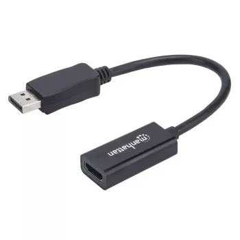 Manhattan DisplayPort 1.1 į HDMI adapterio kabelis, 1080p@60Hz, kištukas į lizdą, juoda, kabelis 15 cm, DP su skląsčiu, nebidirekcinis, trejų metų garantija, atitinka DP2HDMI