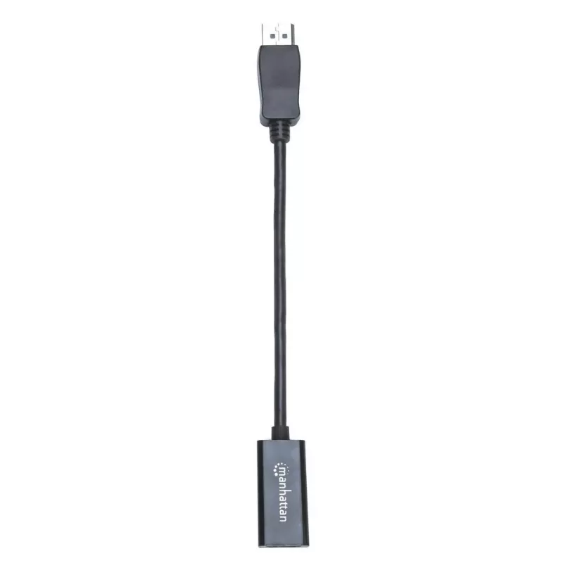 Manhattan DisplayPort 1.1 į HDMI adapterio kabelis, 1080p@60Hz, kištukas į lizdą, juoda, kabelis 15 cm, DP su skląsčiu, nebidirekcinis, trejų metų garantija, atitinka DP2HDMI