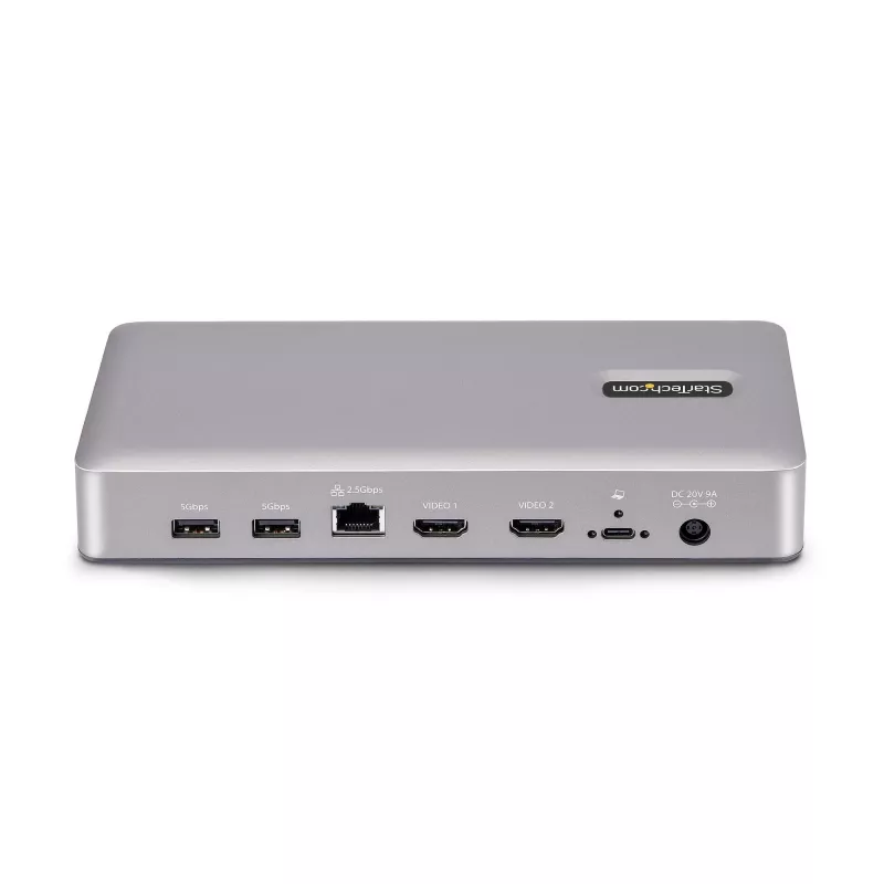 „StarTech.com“ dviejų monitorių USB4 prijungimo stotelė, dviguba 4K 120 Hz arba viena 8K 60 Hz HDMI, 100 W nešiojamojo kompiuterio įkrovimas, 2,5 GbE, USB-C kelių monitorių dokas, be tvarkyklių