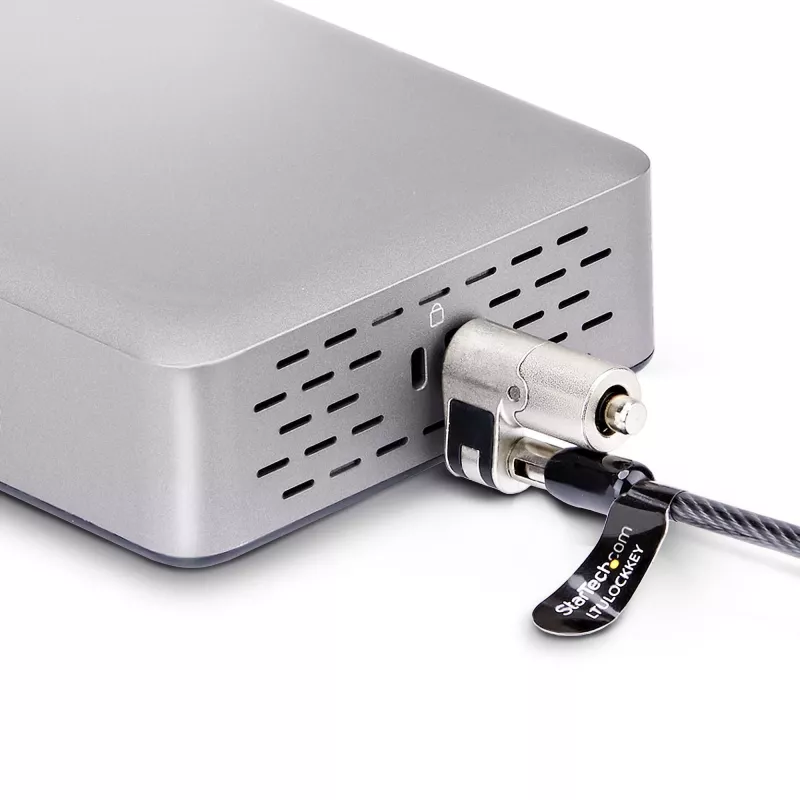 „StarTech.com“ dviejų monitorių USB4 prijungimo stotelė, dviguba 4K 120 Hz arba viena 8K 60 Hz HDMI, 100 W nešiojamojo kompiuterio įkrovimas, 2,5 GbE, USB-C kelių monitorių dokas, be tvarkyklių
