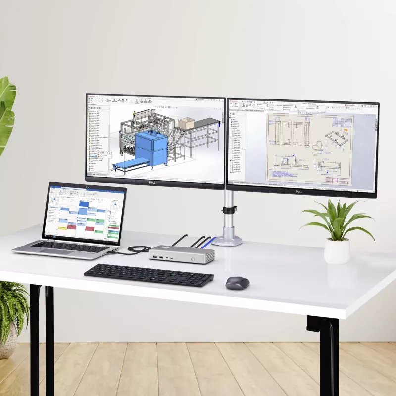„StarTech.com“ dviejų monitorių USB4 prijungimo stotelė, dviguba 4K 120 Hz arba viena 8K 60 Hz HDMI, 100 W nešiojamojo kompiuterio įkrovimas, 2,5 GbE, USB-C kelių monitorių dokas, be tvarkyklių
