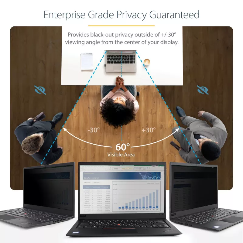 StarTech.com 15,6 inch 16:9 nešiojamojo kompiuterio privatumo filtras, anti-blizgis privatumo ekranas su 51% mėlynos šviesos mažinimu, nešiojamojo kompiuterio ekrano apsauga su +/- 30 laipsnių matymo kampu, matinis / blizgus