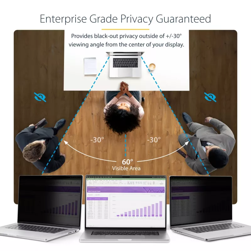 StarTech.com 16 colių MacBook Pro 21/23 nešiojamojo kompiuterio privatumo ekranas, nuimamas ir apverčiamas apsaugos nuo akinimo privatumo filtras, magnetinis nešiojamojo kompiuterio ekrano apsauga su 51 % mėlynos šviesos sumažinimu