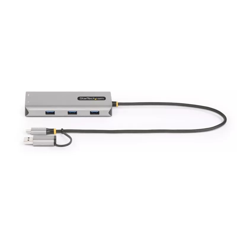 StarTech.com USB-C daugiafunkcis adapteris su prijungtu USB-C į USB-A keitikliu, du HDMI (4K30Hz/1080p60Hz), 3x USB-A 5Gbps, mini kelionių dokas, nešiojamojo kompiuterio prijungimo stotelė, 1,3 pėdos / 40 cm laidas