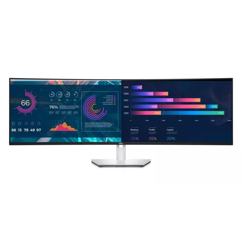 DELL UltraSharp U4924DW kompiuterio monitorius 124,5 cm (49 colių) 5120 x 1440 pikselių 5K Ultra HD LCD juodas, sidabrinis