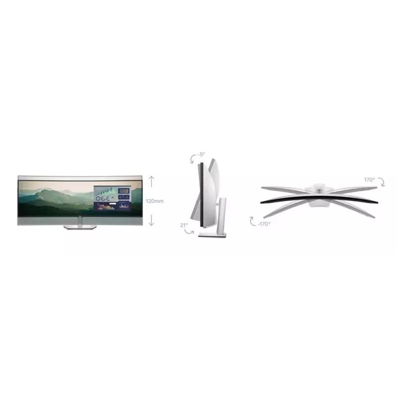 DELL UltraSharp U4924DW kompiuterio monitorius 124,5 cm (49 colių) 5120 x 1440 pikselių 5K Ultra HD LCD juodas, sidabrinis