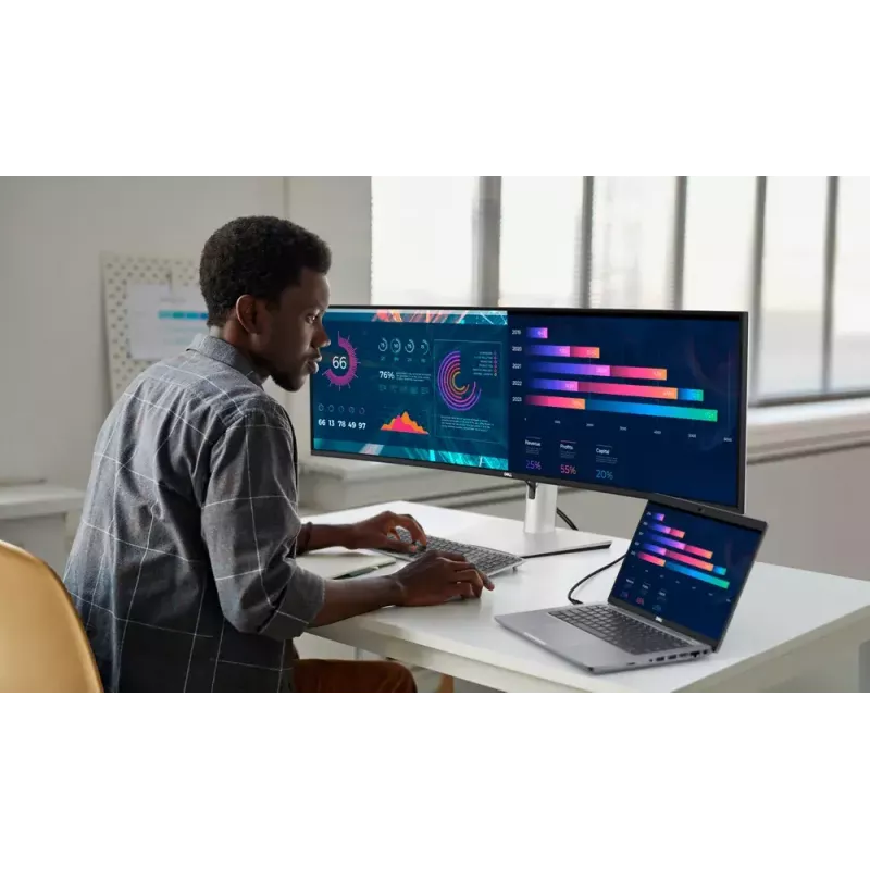 DELL UltraSharp U4924DW kompiuterio monitorius 124,5 cm (49 colių) 5120 x 1440 pikselių 5K Ultra HD LCD juodas, sidabrinis