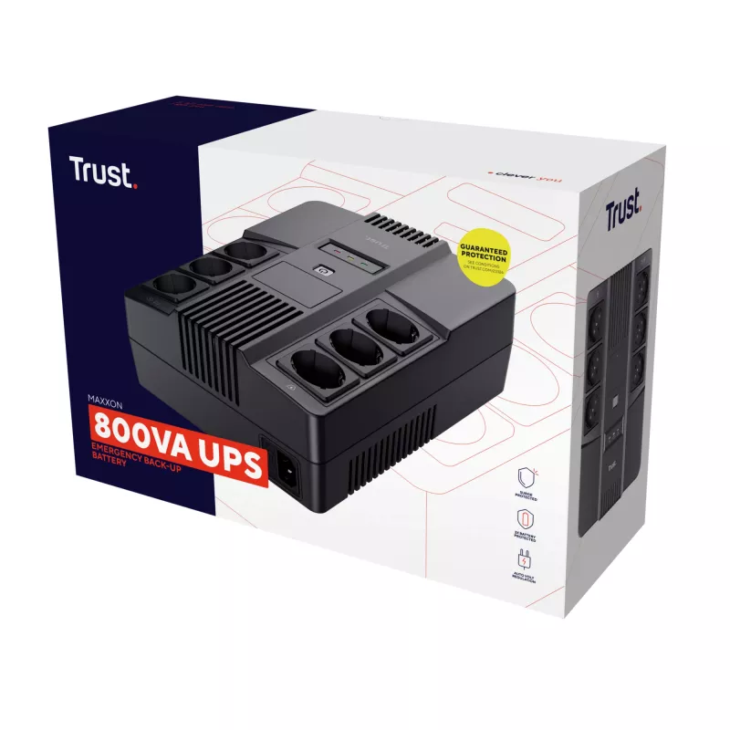 Trust Maxxon nepertraukiamo maitinimo šaltinis (UPS) 0,8 kVA 6 kintamosios srovės lizdai (-ų)