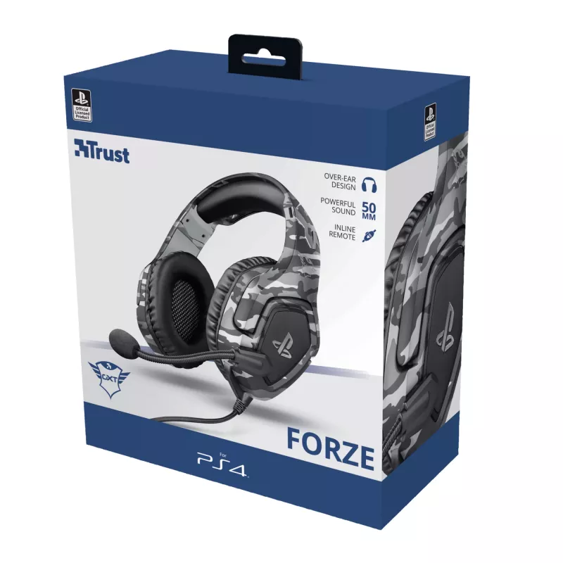 Trust GXT 488 Forze PS4 ausinės laidinės su galvos lankeliu žaidimams juodos, pilkos