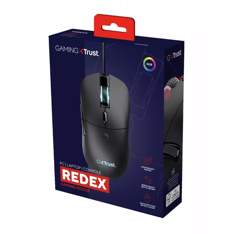 Trust GXT 981 Redex pelė Žaidimams Dešiniarankiams USB Type-A Optinė 10000 DPI