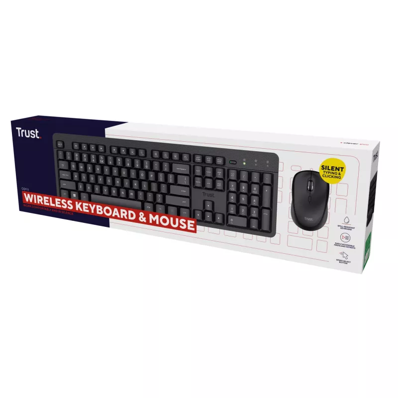 Trust Ody II klaviatūra Pelė įtraukta Universali RF belaidė QWERTY JAV anglų Juoda
