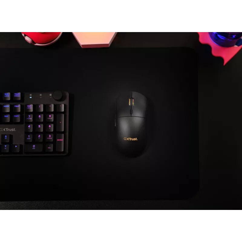 „Trust GXT 927 Redex+“ pelė, žaidimų, dešiniarankiams, RF belaidė + USB A tipo, lazerinė, 25600 DPI