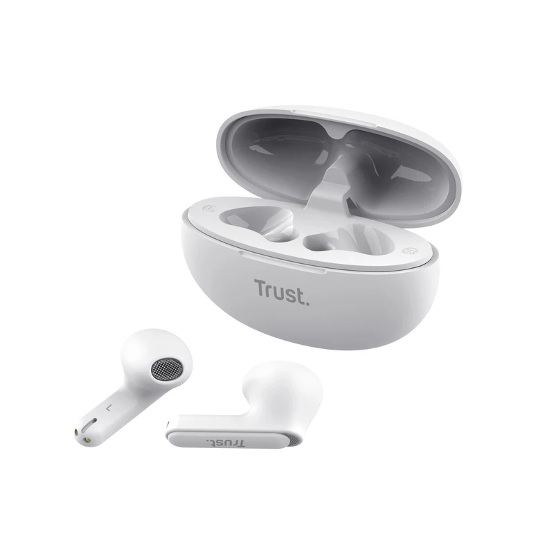 Trust Yavi ausinės True Wireless Stereo (TWS) į ausis įdedamos skambučiams/muzikai USB Type-C Bluetooth balta