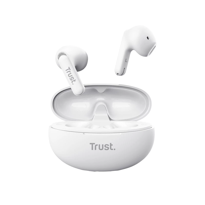 Trust Yavi ausinės True Wireless Stereo (TWS) į ausis įdedamos skambučiams/muzikai USB Type-C Bluetooth balta