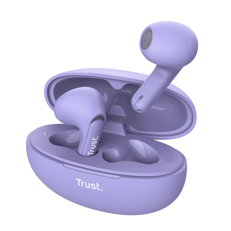 Trust Yavi ausinės True Wireless Stereo (TWS) į ausis įdedamos skambučiams / muzikai USB Type-C Bluetooth violetinės