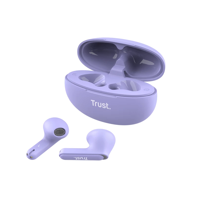 Trust Yavi ausinės True Wireless Stereo (TWS) į ausis įdedamos skambučiams / muzikai USB Type-C Bluetooth violetinės