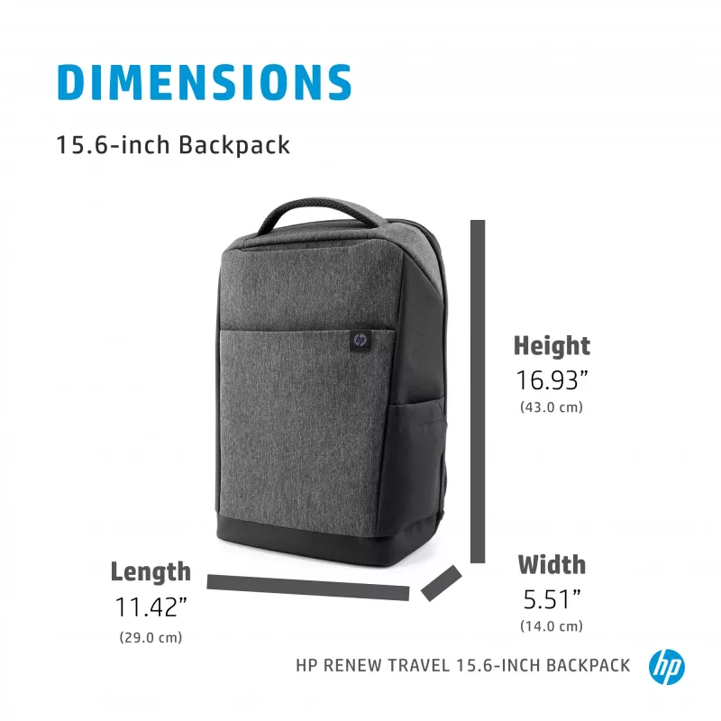 HP Renew Travel 15,6 colio kuprinė, Kuprinė, 650 g