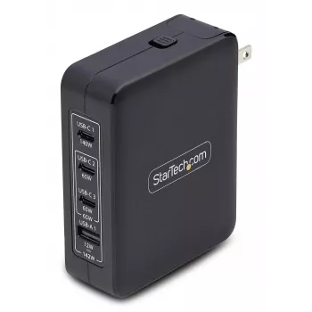 StarTech.com 140W USB-C sieninis įkroviklis, 3x USB-C/1x USB-A, PD 3.1 tarptautinis GaN maitinimo adapteris, skirtas MacBook / Dell XPS / Inspiron