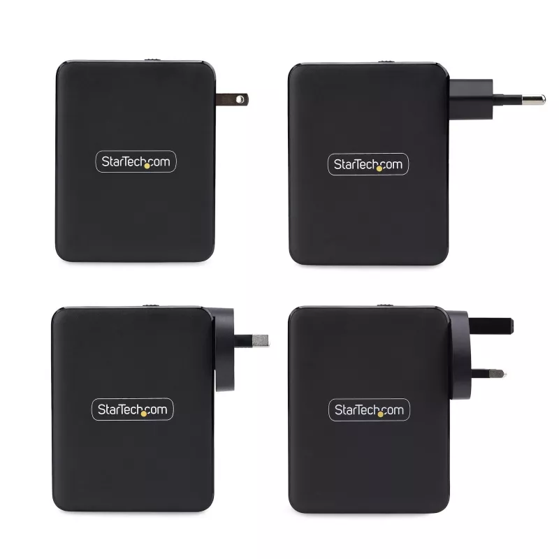 StarTech.com 140W USB-C sieninis įkroviklis, 3x USB-C/1x USB-A, PD 3.1 tarptautinis GaN maitinimo adapteris, skirtas MacBook / Dell XPS / Inspiron