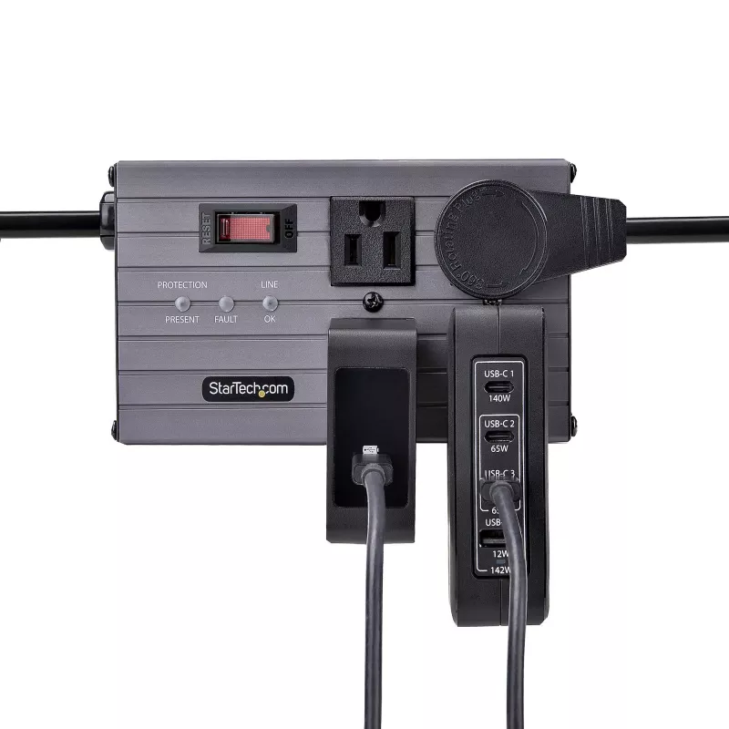 StarTech.com 140W USB-C sieninis įkroviklis, 3x USB-C/1x USB-A, PD 3.1 tarptautinis GaN maitinimo adapteris, skirtas MacBook / Dell XPS / Inspiron