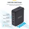 StarTech.com 140W USB-C sieninis įkroviklis, 3x USB-C/1x USB-A, PD 3.1 tarptautinis GaN maitinimo adapteris, skirtas MacBook / Dell XPS / Inspiron