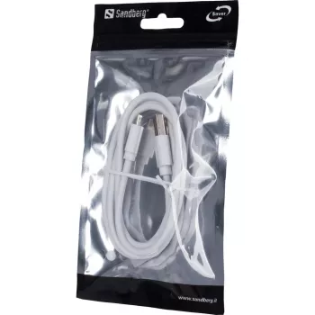 Sandberg MicroUSB sinchronizavimo ir įkrovimo laidas 1 m SAVER, 1 m, Micro-USB A, USB A, Balta
