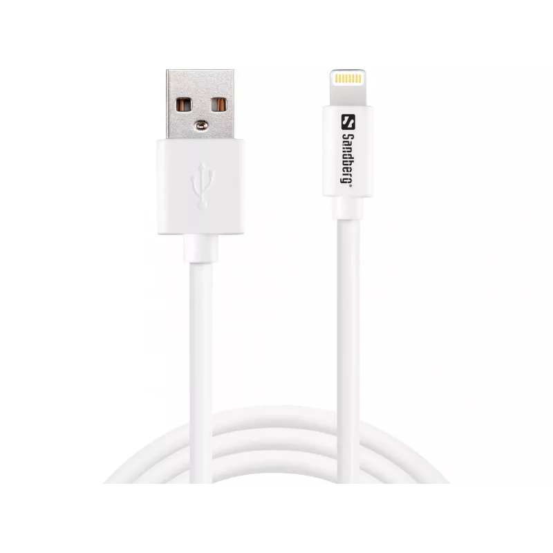 Sandberg USBLightning MFI 1m SAVER, 1 m, Lightning, USB A, vyriška, vyriška, balta
