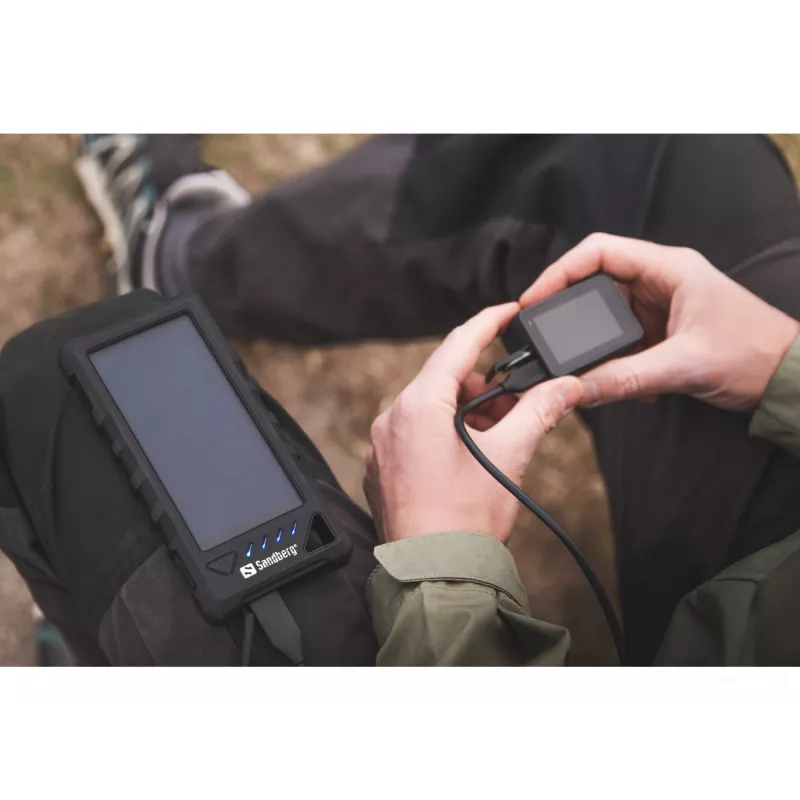 „Sandberg Outdoor Solar Powerbank 16000“, 16000 mAh, ličio jonų (Li-Ion), juoda