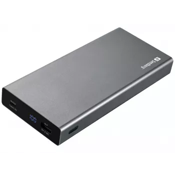 Sandberg išorinė baterija USB-C PD 100W 20000, 20000 mAh, ličio jonų (Li-Ion), Quick Charge 3.0, 100 W, pilka