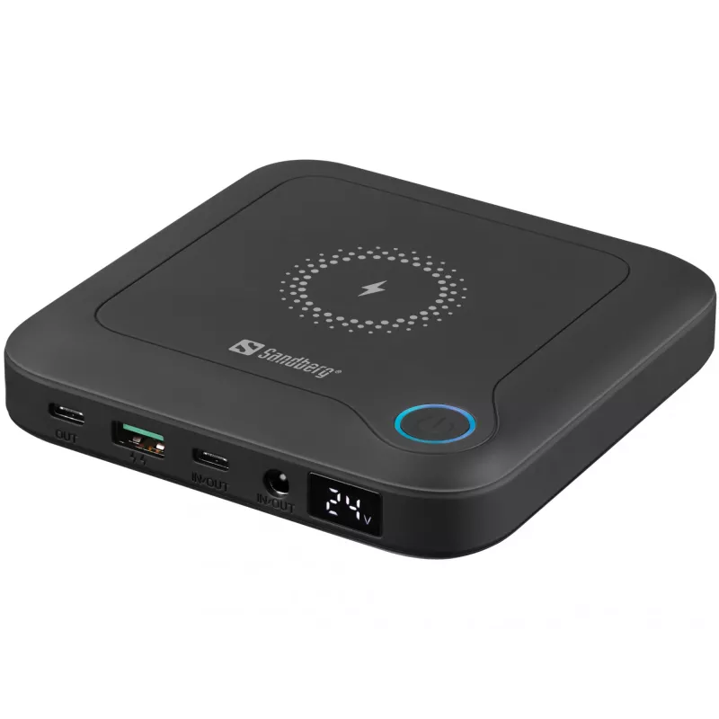 Sandberg All-in1 Laptop Powerbank 24000, 24000 mAh, Quick Charge 2.0, belaidis įkrovimas, juoda