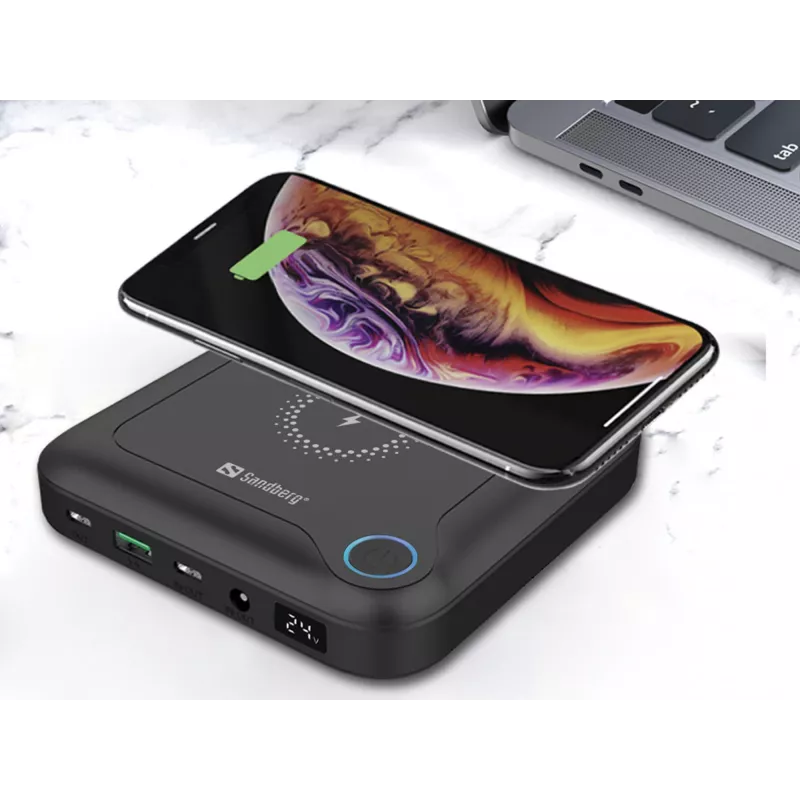 Sandberg All-in1 Laptop Powerbank 24000, 24000 mAh, Quick Charge 2.0, belaidis įkrovimas, juoda